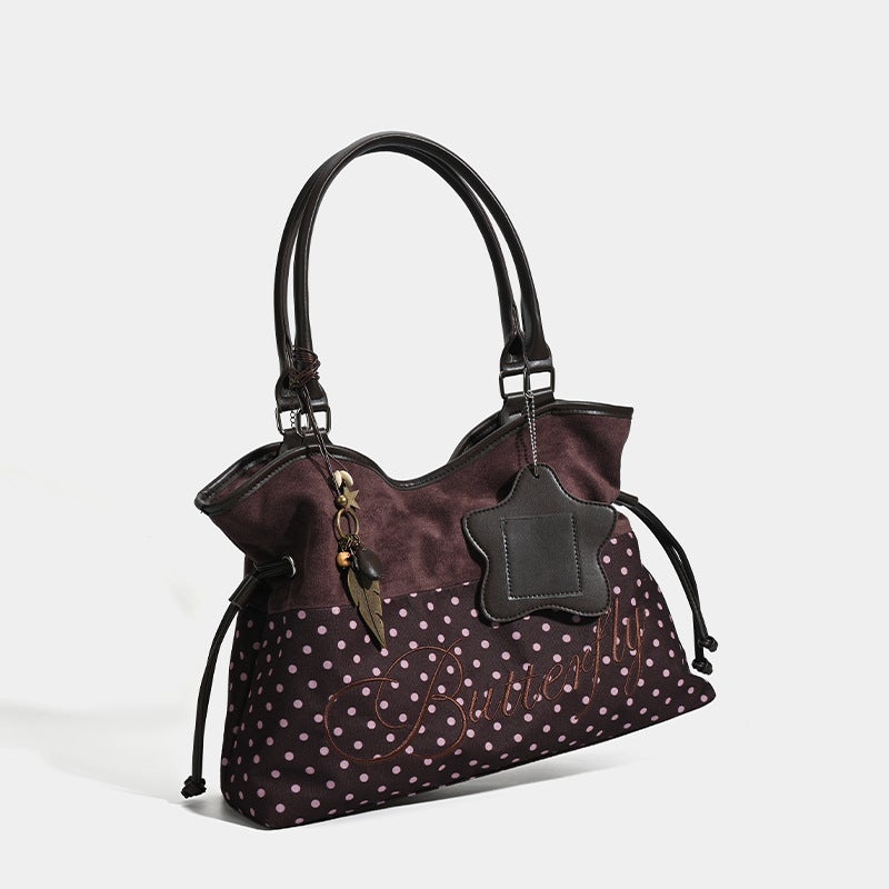 Trendy Niche Design Deerskin Polka Dot Tote Bag Versatile Large Capacity Commuter Handbag Shoulder Underarm Bag - Image 3